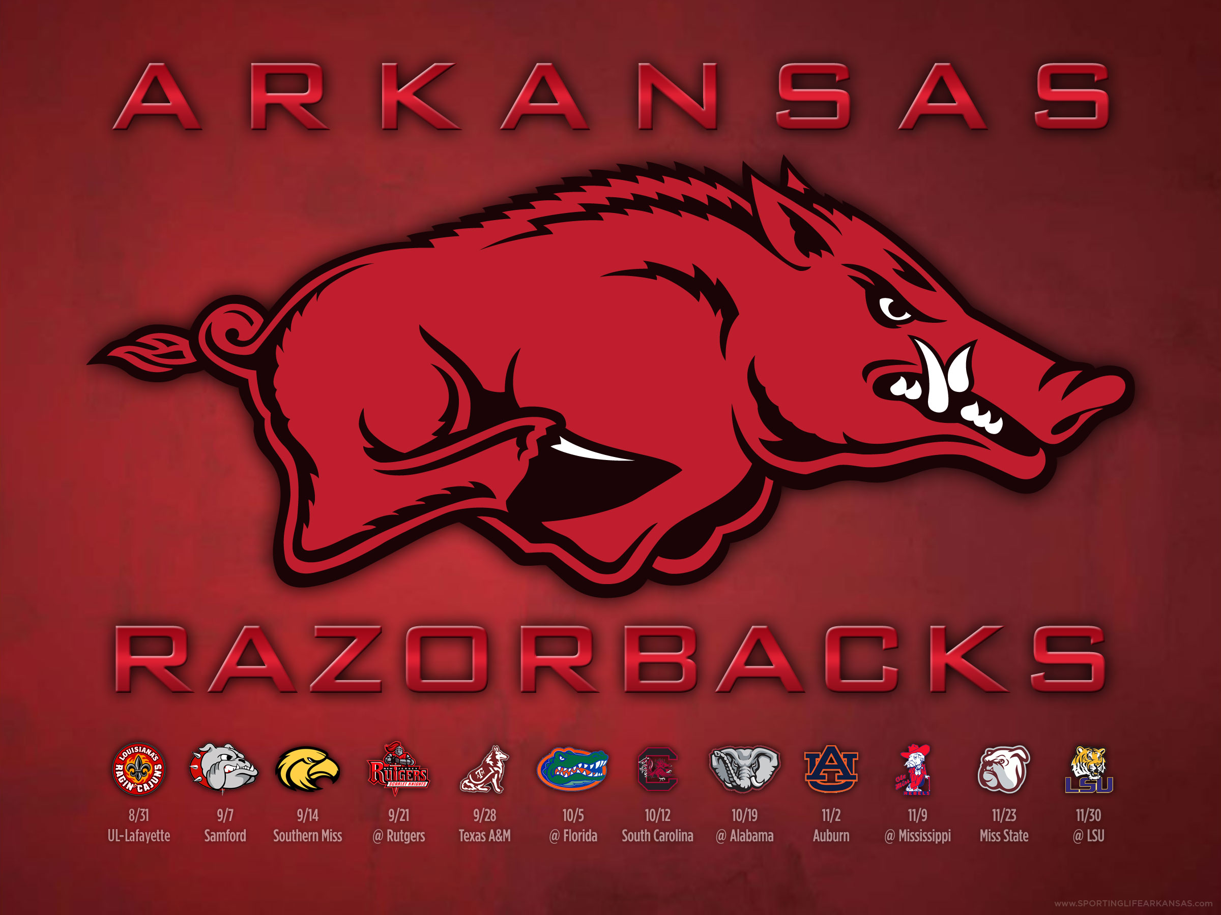 Arkansas Colleges Football Schedules for 2013   Sporting Life Arkansas  nebraska football schedule background