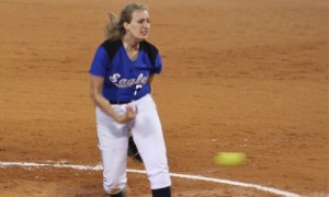 Krista Hendrix throws complete game for Williams Baptist College Eagles.