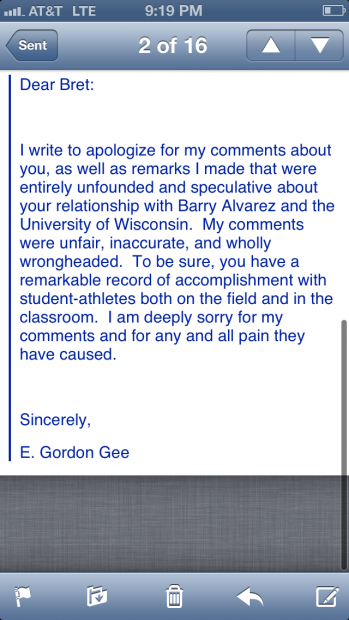 Bret Bielema gets apology from Gordon Gee