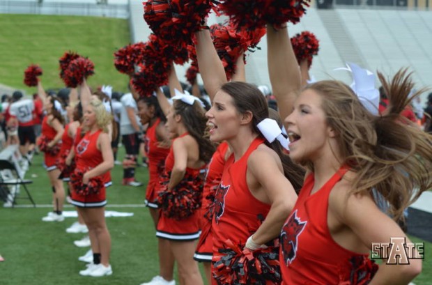 Red wolves football fall scrimmage cheerleaders