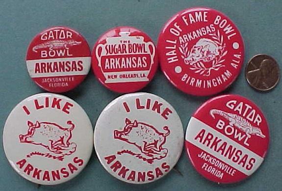 vintage razorbacks bowl pins