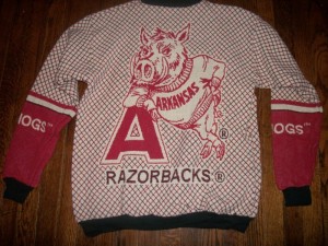 vintage razorbacks gear sweater back
